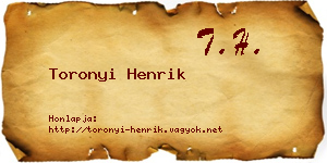 Toronyi Henrik névjegykártya